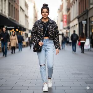 Aeropostle Cropped Floral Windbreaker Jacket